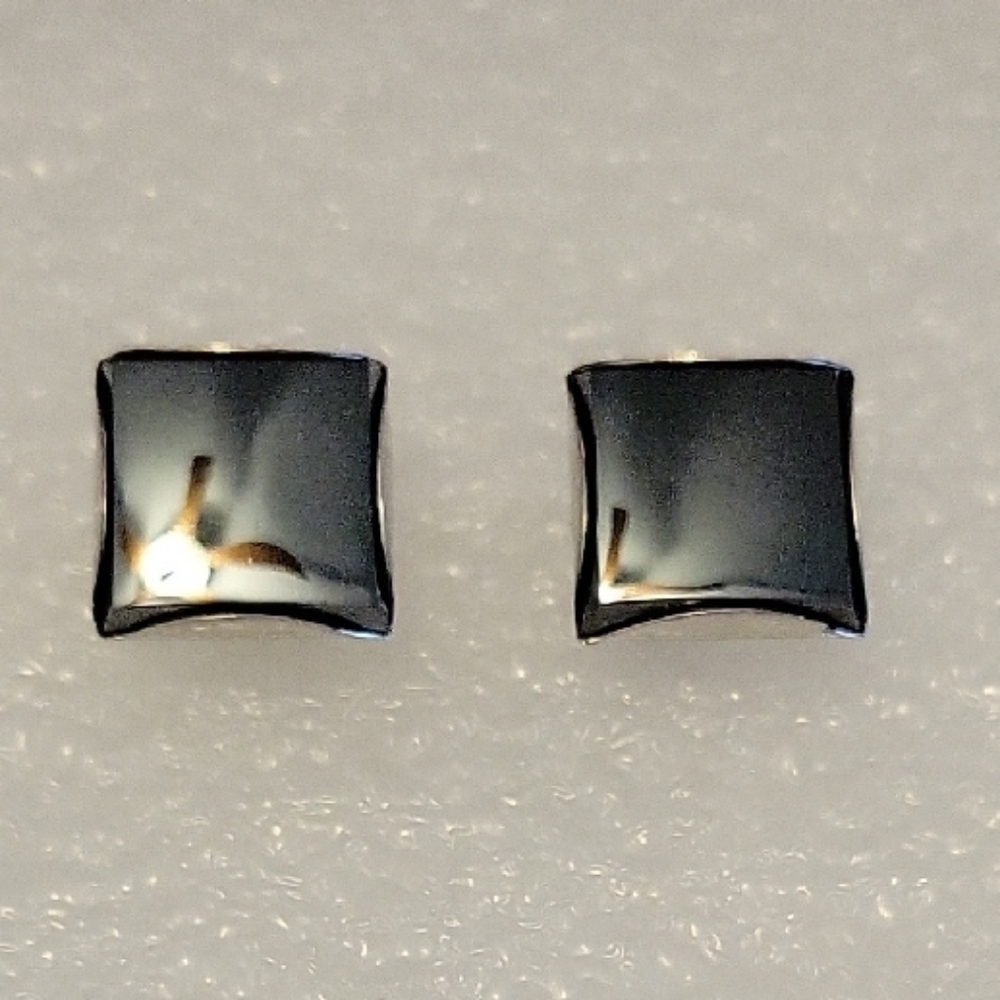 Elegant Black Onyx Cuff Links And Tie Clip